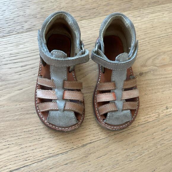 Beige and Pink leather sandals for toddlers - Picture 1 of 5